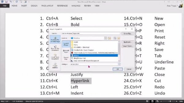 Ctrl A to Ctrl Z ( Keyboard shortcuts with Ctrl key and Alphabet)