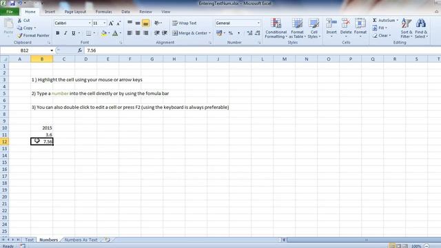 Entering Data As Text And Numbers, Excel Lesson смотреть онлайн