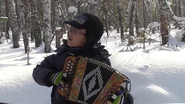 Мальчик играет на гармошке в зимнем лесу) смотреть онлайн