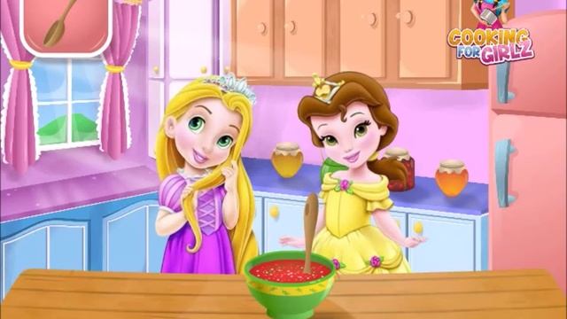 LEARN to Cook Tutorial w/ Baby Rapunzel & Baby Belle Cooking Pizza Movie Play for Kids смотреть онлайн