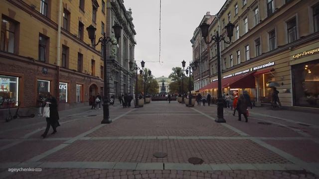 Malaya Sadovaya Street — Saint Petersburg 4K Walking Tour | Binaural ASMR смотреть онлайн