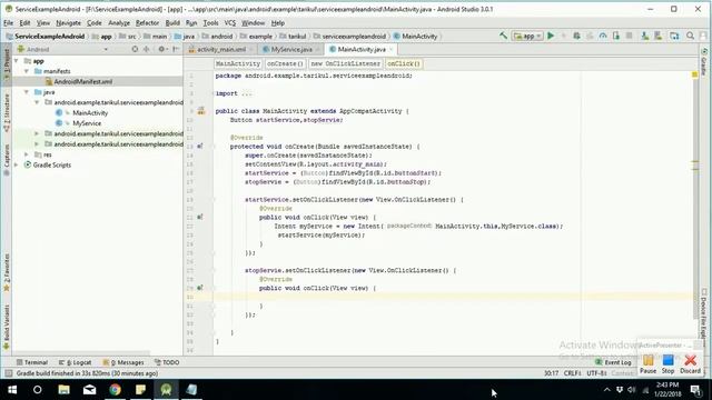 Create Service in android studio example смотреть онлайн