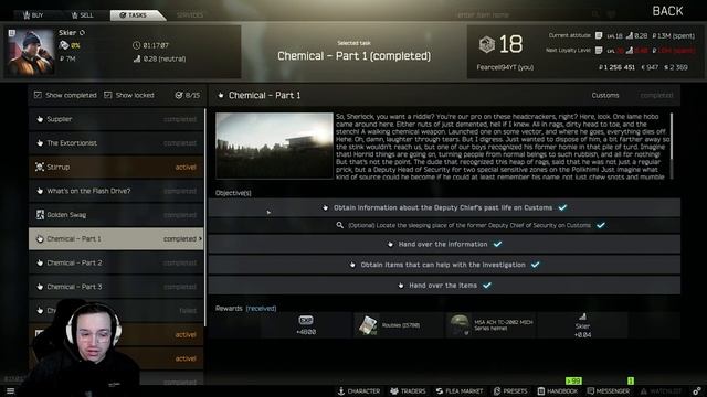 Chemical Part 1 on Customs - Skier Task - .13 Patch - Escape from Tarkov Beginner's Guide смотреть онлайн