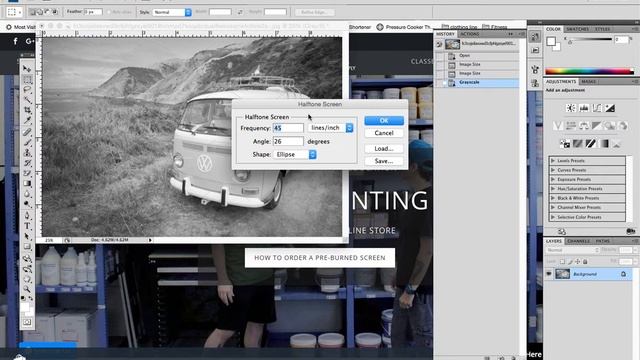 Convert a full color image to grayscale for screen printing using halftones смотреть онлайн