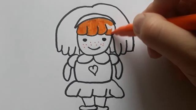 Учимся рисовать. Как нарисовать девочку. Рисуем куклу. Раскраска маленькая принцесса. смотреть онлайн
