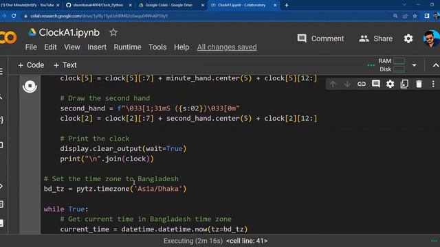 Clock Google Colab Python смотреть онлайн