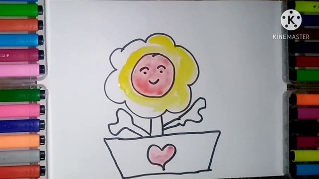 Bolalar uchun gul rasm chizish Рисование цветов для детей Drawing flowers for children смотреть онлайн