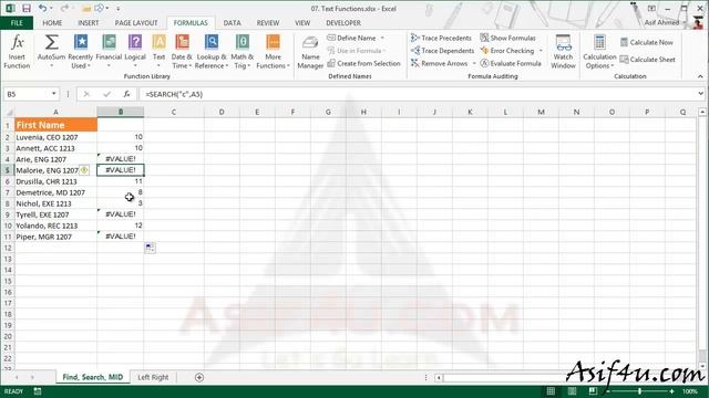 Excel 2013 Functions Training Bangla 12 FIND SEARCH and MID Function in Excel HD, 720p смотреть онлайн