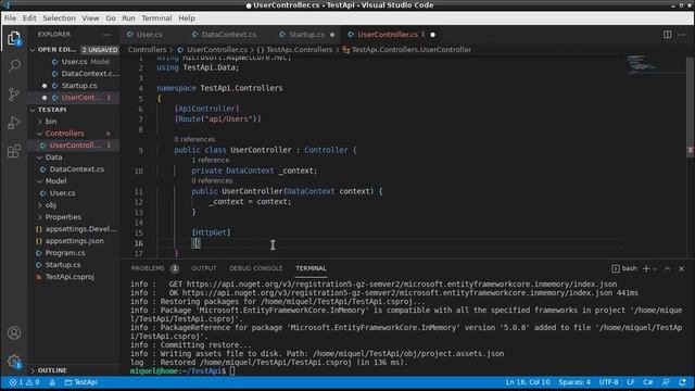 How to create a simple project Web API with VSCode and Entity Framework in a Linux system смотреть онлайн
