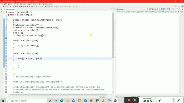Lexicographically arrangment of String | Java | Interview questions | Rudrapratap | String | V#09 смотреть онлайн