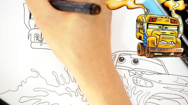 How to draw Miss Fritter chases Lighting McQueen | Thunder Hollow | Drawing and Coloring for Kids смотреть онлайн