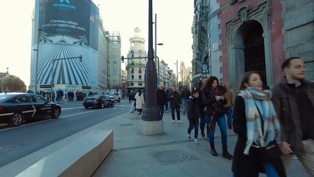 [4K] MADRID SPAIN - Winter Walk Downtown Calle de Alcalá, Plaza Puerta del Sol, Travel, Walking Tou смотреть онлайн