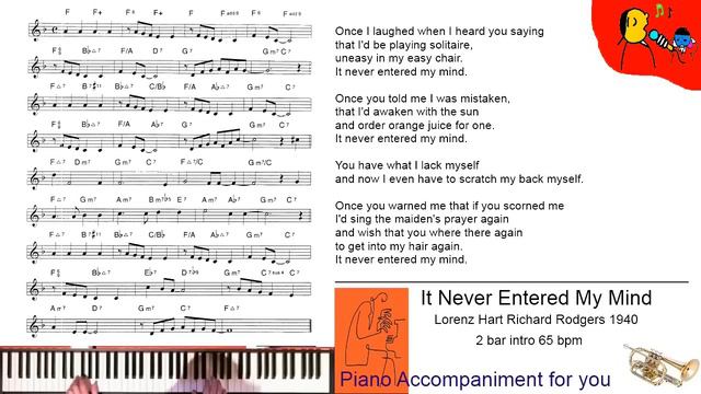 Piano Accompaniment It Never Entered My Mind смотреть онлайн