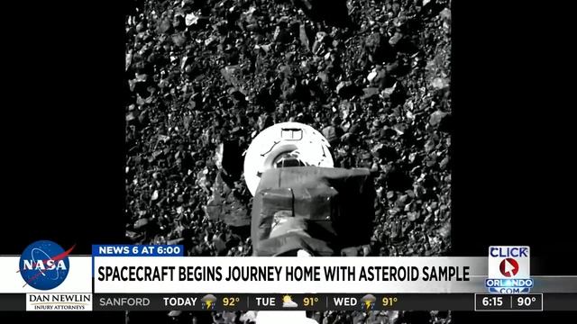 NASA spacecraft begins 2-year trip home with asteroid rubble смотреть онлайн