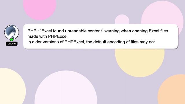 PHP : "Excel found unreadable content" warning when opening Excel files made with PHPExcel смотреть онлайн