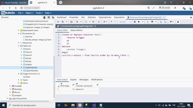 PostgreSQL Ders 62 Triggerda Değişken Kullanımı смотреть онлайн
