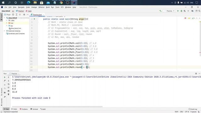 Java урок - 8.1.2 Класс Math и методы округления смотреть онлайн