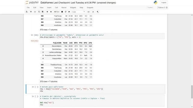 16 - Python e Pandas: Rimuovere colonne e righe da un dataframe смотреть онлайн