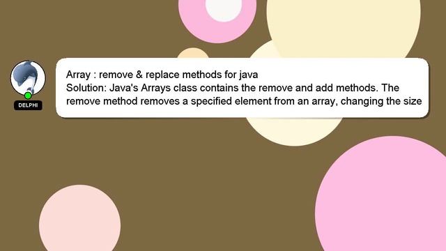 Array : remove & replace methods for java смотреть онлайн