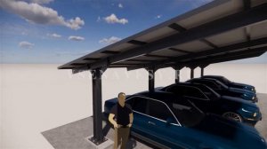 Металлический консольный навес для 4-х легковых автомобилей (крытая парковка) с односкатной крышей