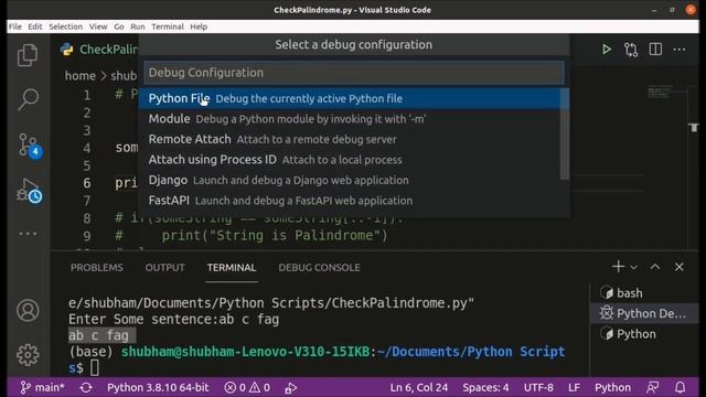 Python Code to Check String is Palindrome or not - Python смотреть онлайн