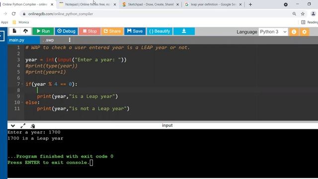 WAP - Program to check user entered year is LEAP year or not смотреть онлайн