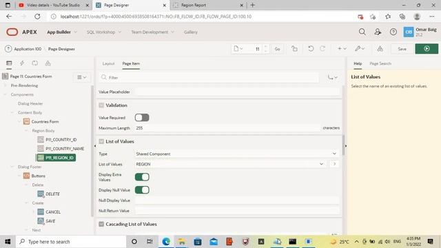 Oracle APEX 21.2 | Create Setup Form | Countries | Part 2 смотреть онлайн