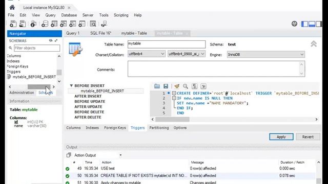 Trigger | MySQL Workbench