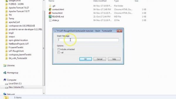 TortoiseGit Tutorial 8: Stashing (save local changes) using tortoiseGit