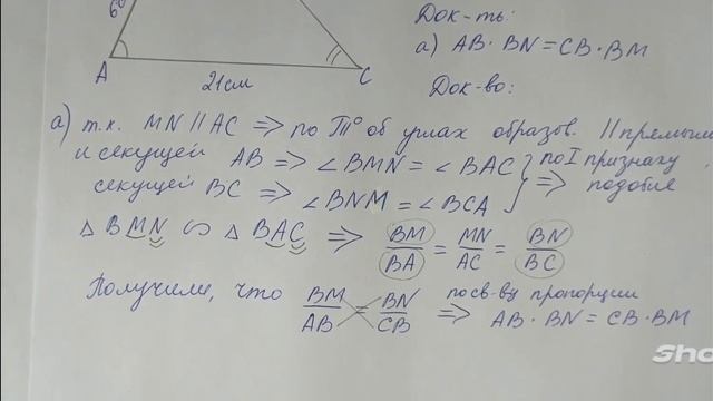 Контрольная работа| Подобные треугольники | 8 класс | Геометрия смотреть онлайн