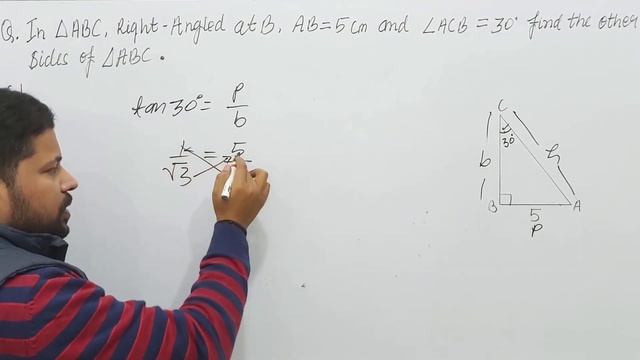 in triangle abc right angled at b ab=5cm angle acb=30 determine the lengths of the sides BC and AC смотреть онлайн
