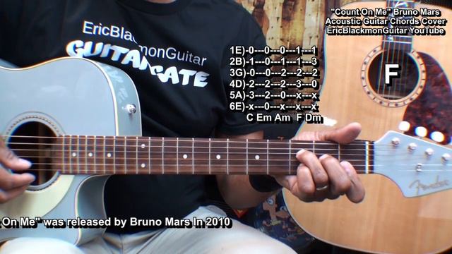COUNT ON ME Bruno Mars Guitar Chords Cover PLAY ALONG @EricBlackmonGuitar DETAILED LESSON Link Belo смотреть онлайн