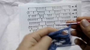 Вяжем  по схеме узор ромбы крючком  .Узор № 1