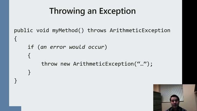 Throwing an Exception in Java смотреть онлайн