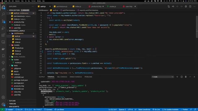 31.-Boilertplates Node Js, (Sección 5 Ecommerce Simple), Creando permisos por usuarios. смотреть онлайн