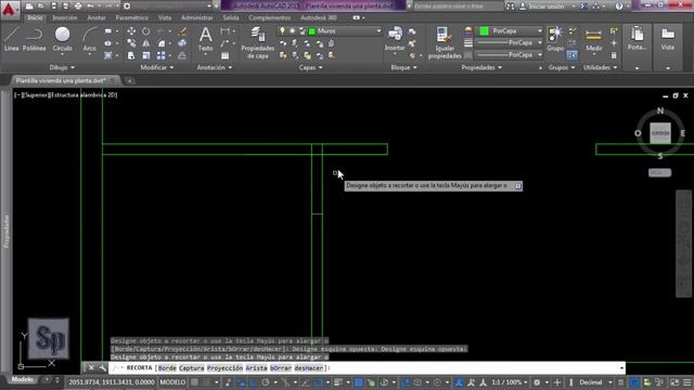 Autocad - 1/2 Dibujar plano casa de una planta en Autocad. Tutorial en español HD смотреть онлайн