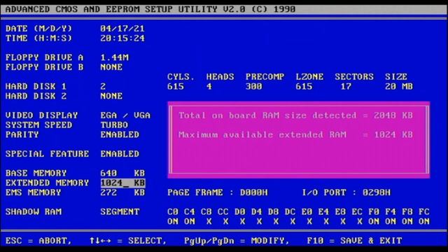 PLCC68 - Harris 20MHz 286 CPU, Hedaka 988 MB., BIOS, POST, BOOT on Floppy 3,5", (MFM HDD) 1989 смотреть онлайн