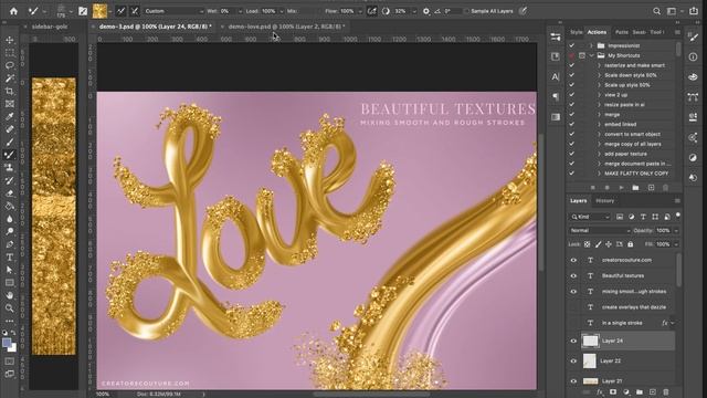 Metallic Gold 3d style lettering in Photoshop: 24K Gold Brush Magic смотреть онлайн