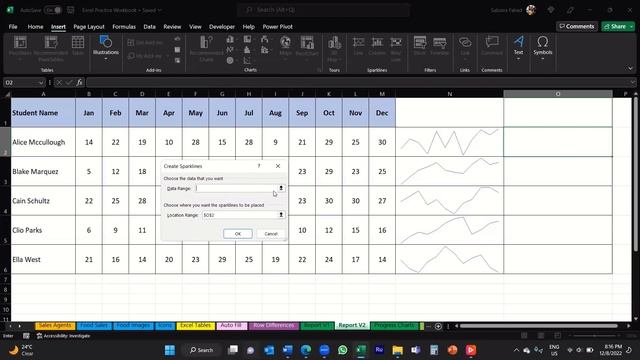 How to create Spark Lines in Excel | How to insert mini charts in worksheet cells смотреть онлайн