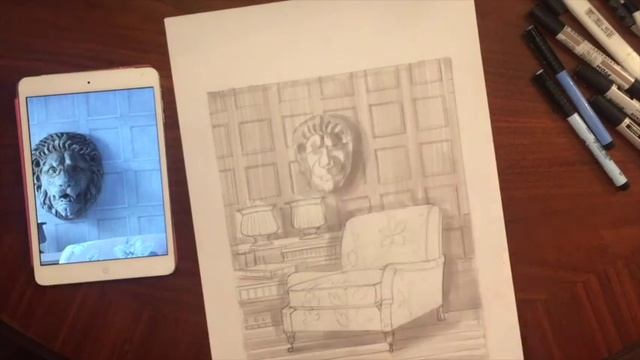 Interior sketch - Интерьерный скетчинг маркерами смотреть онлайн
