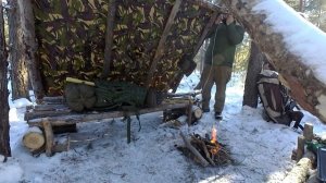 Ночевка зимой в лесу в -26 (укрытие)