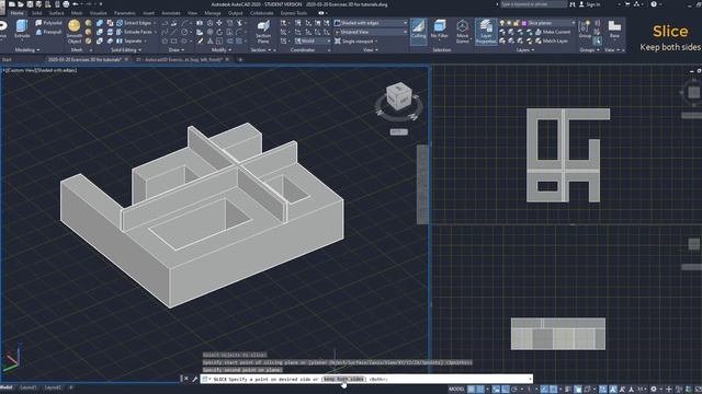 Autocad 3D - Slice command смотреть онлайн