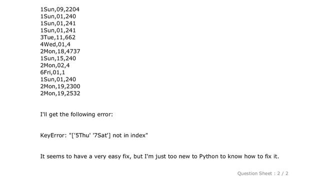 Pandas : Pandas KeyError: value not in index смотреть онлайн