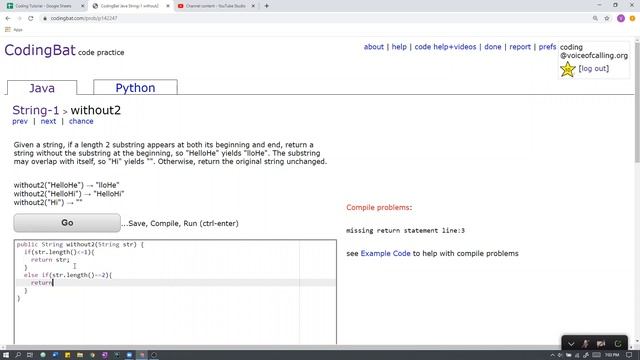String-1 (without2) Java Solution || Codingbat.com смотреть онлайн