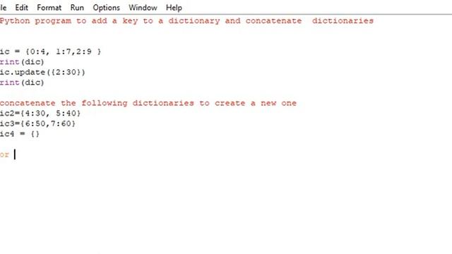 Python program to add a key to a dictionary and concatenate dictionaries смотреть онлайн