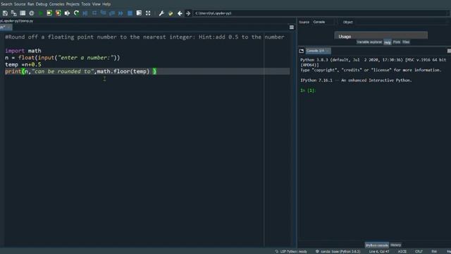 floor() | ROUND A FLOATING POINT NUMBER INTO AN INTEGER | PYTHON смотреть онлайн