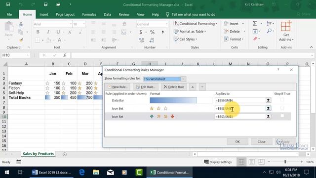 Microsoft Excel 2019: Conditional Formatting Manager смотреть онлайн