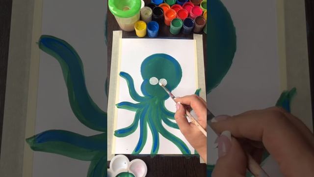 Рисуем осьминожку. Видео - инструкция по рисованию гуашью и маркером дома. На радость детям. смотреть онлайн