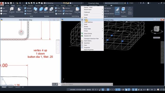 Cocktail Ottoman Coffee Table in AutoCAD смотреть онлайн