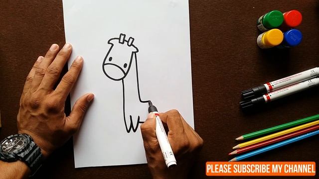 How to draw a easy cartoon GIRAFFE смотреть онлайн